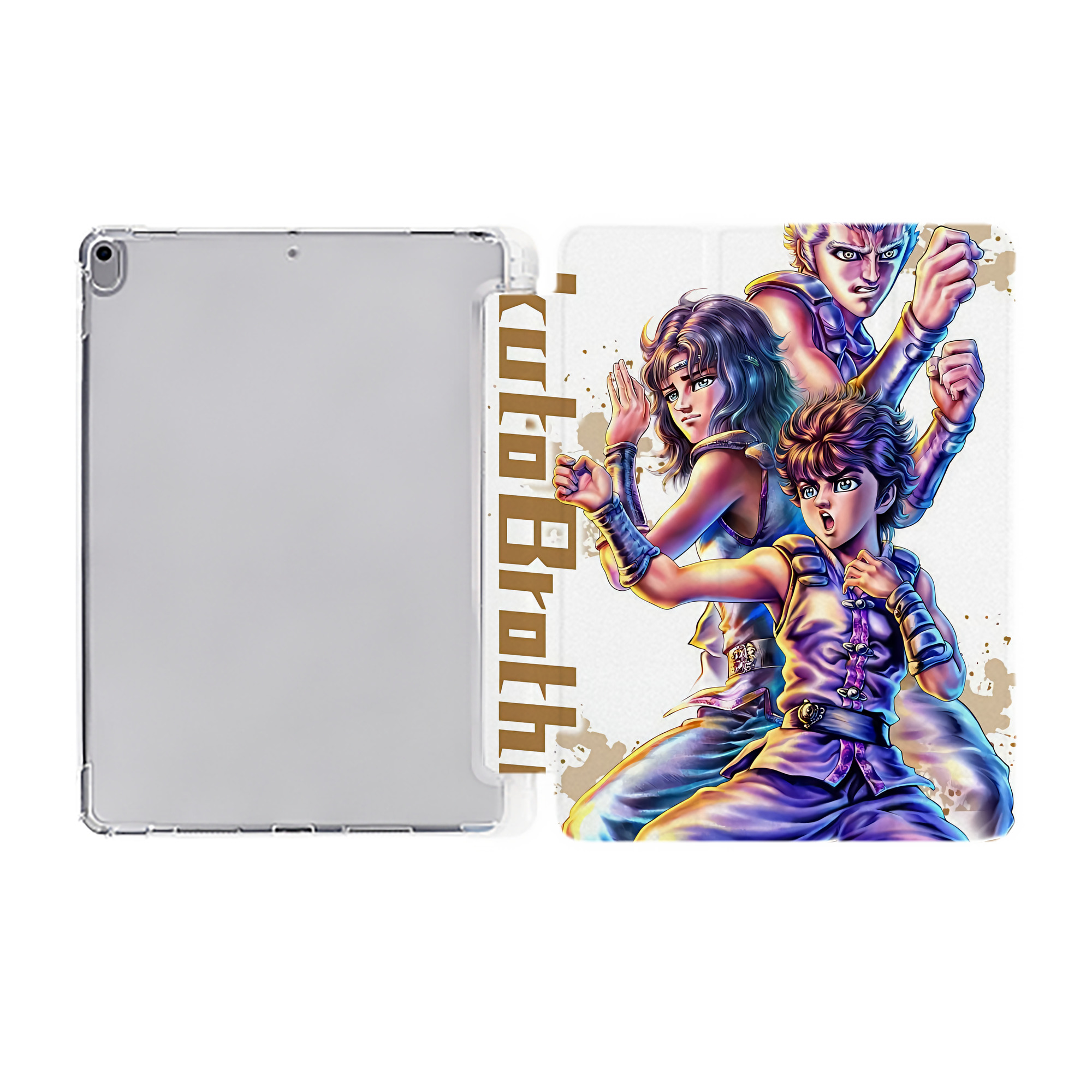 （画像用） 北斗の拳 Fist of the North Star IPad ケース ペン収納付き 三つ折りスタンド PUレザー×シリコン 対応機種9.5/10.5/10.9インチ